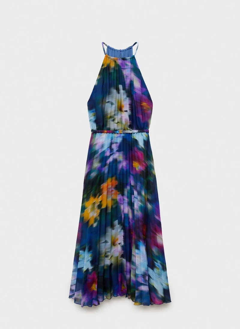 MANGO Printed Pleated Dress