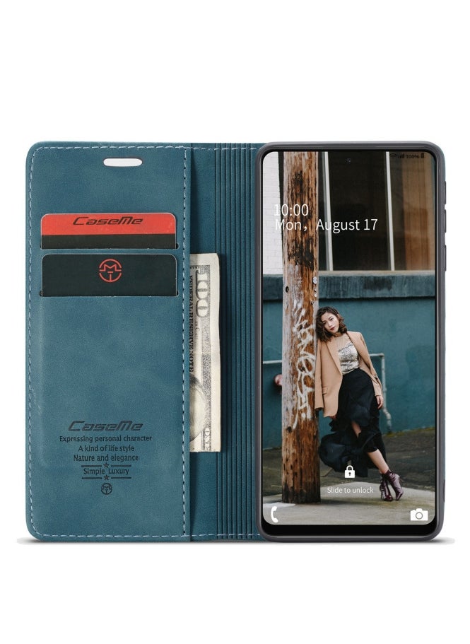 CaseMe CaseMe Samsung Galaxy A72 Case Wallet, for Samsung Galaxy A72 Wallet Case Book Folding Flip Folio Case with Magnetic Kickstand Card Slots Protective Cover - Green  - Image 4