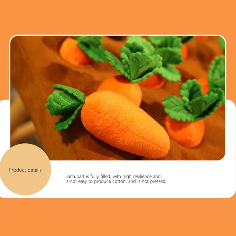 comfrt 12 Squeaky Carrots Enrichment Dog Puzzle Toys, 13.8''x13.8'' Carrot Patch Dog Snuffle Toy, Dog Carrot Plush Toy, Hide and Seek Carrot Farm Dog Toys for Small Medium and Large Dogs (A) - Image 4