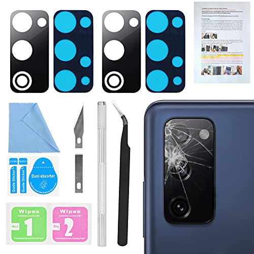 ASDAWN 2PCS Galaxy S20 FE Back Rear Camera Lens Glass Replacement, ASDAWN Back Lens Glass for Samsung Galaxy S20 FE 6.5 inches All Carriers with Installation Manual + Repair Tool Set(Black) - Image 1