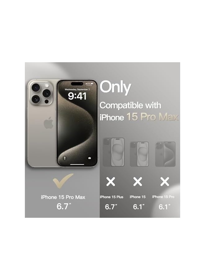 جي تيك حافظة JETech رفيعة لهاتف iPhone 15 Pro Max مقاس 6.7 بوصة مع حماية كاملة لعدسة الكاميرا، غطاء هاتف واقٍ خفيف الوزن للغاية وخفيف الوزن غير لامع (تيتانيوم طبيعي) - Image 2