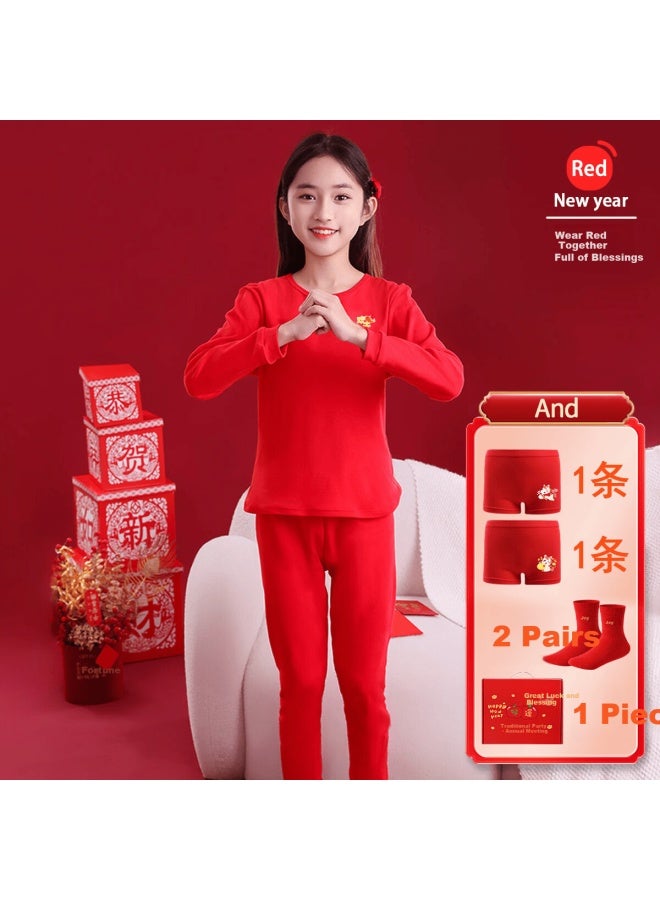 Yuzhaolin Children's New Year Year Of The Horse Red Pure Cotton Warm Set Underwear Socks Chinese Style Gift Box - Image 1