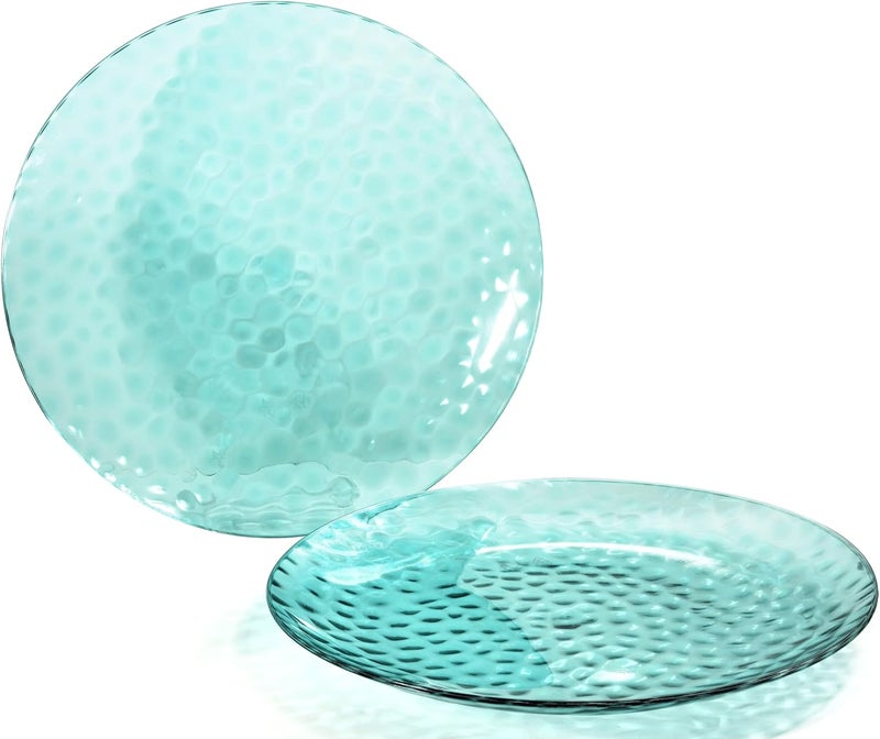 OCCASIONS FINEST PLASTIC TABLEWARE " OCCASIONS " 50 Plates Pack (25 Guests)-Heavyweight Wedding Party Disposable Plastic Plate Set -25 x 10'' Dinner + 25 x 7'' Salad /dessert plates (Coastal Clear Blue) - Image 2