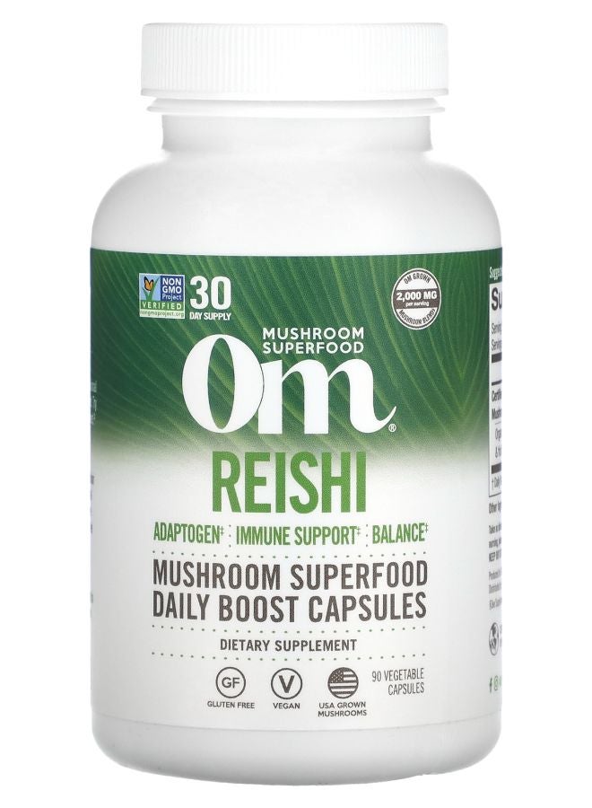 Om Mushrooms Reishi 2000 mg 90 Vegetable Capsules (667 mg per Capsule )