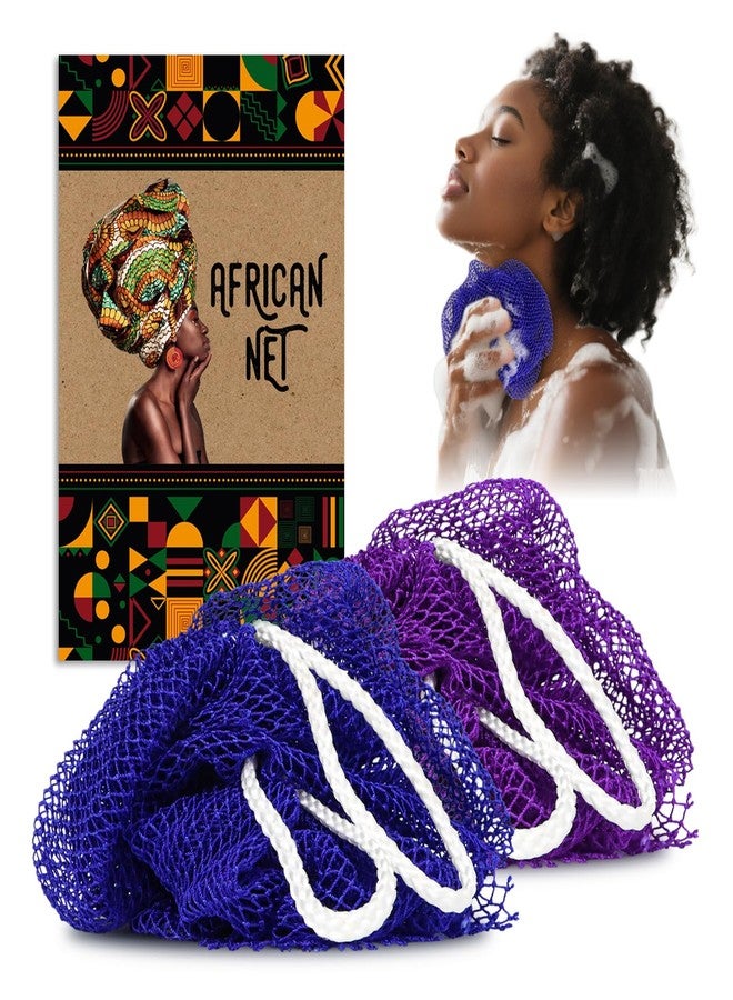 Yiclick African Net Sponge Authentic with Knots 2 Pack - Exfoliating Body Scrubber, Exfoliating Washcloth Towel, Knotted Rags Wash Cloth Loofah Sponge for Body Scrub, Back Scrubber for Shower Bath - Image 1