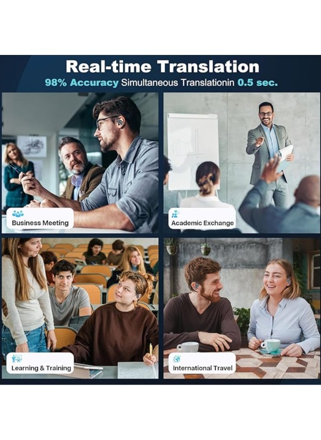 AI Translation Earbuds Real Time - Translator Earbuds for 144 Languages, LCD Touch Screen, Open-Ear Design, AI Language Translator Earphone 3-in-1 Accents & Long Battery Life Translation ,Perfect for Travel,Business & Learning(Black)
