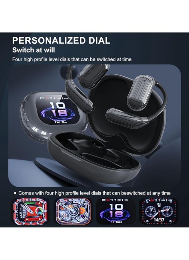 AI Translation Earbuds Real Time - Translator Earbuds for 144 Languages, LCD Touch Screen, Open-Ear Design, AI Language Translator Earphone 3-in-1 Accents & Long Battery Life Translation ,Perfect for Travel,Business & Learning(Black)