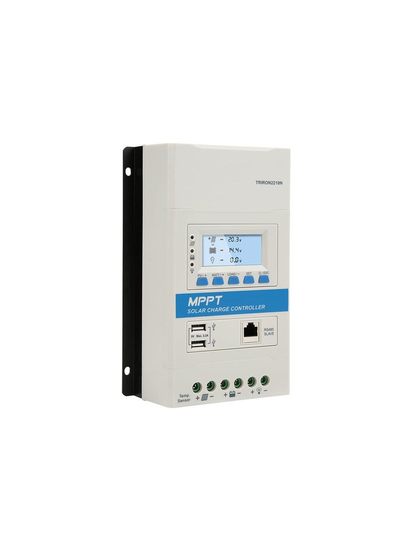 MPPT Solar Charge Controller, 12V/24V Intelligent Regulator Module, Display Standard 2+USB COM Slave(TRIRON2210N/20A)
