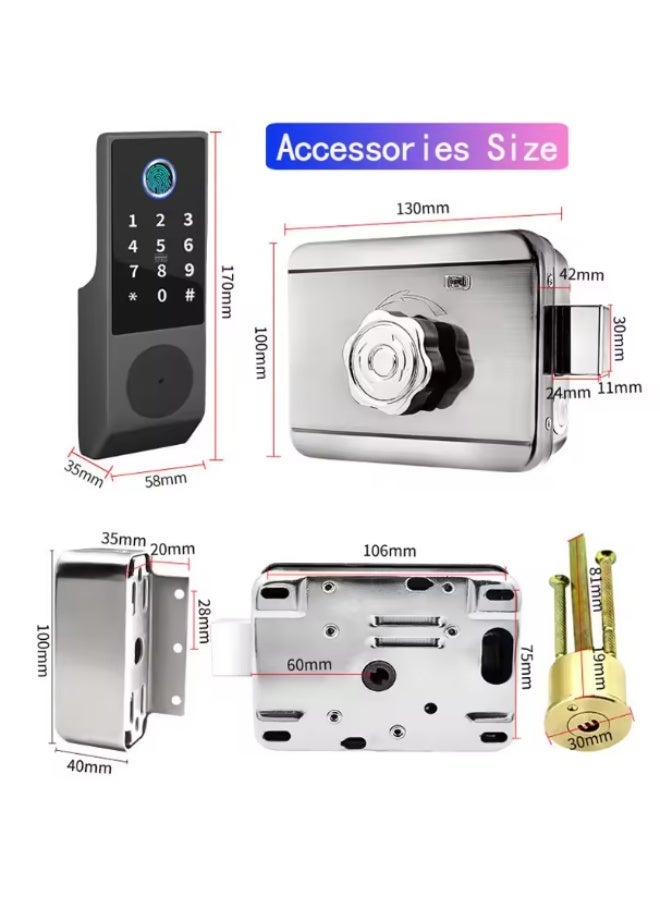 StarDY Smart Fingerprint Door Lock - Biometric Password Anti-Theft Electronic Lock with Fingerprint, Passcode, Key, IC Card, Tuya WiFi App, Waterproof (One Side) - Image 5