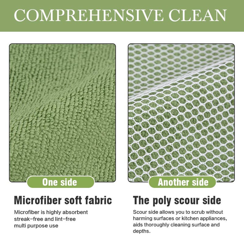 SINLAND Microfiber Dish Cloths for Washing Dishes Towels Best Kitchen Washcloth Cleaning Rags Cloths with Poly Scour Side - Used for Plates, Bowls and Dishes, 5 Color Assorted 12inchx12inch 10pack - Image 3
