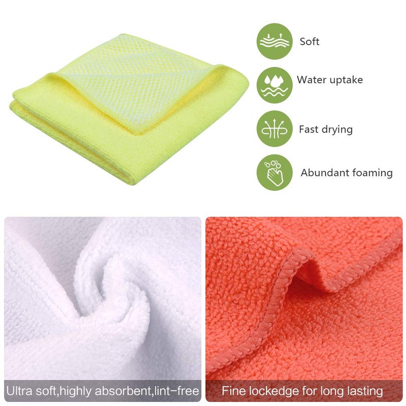SINLAND Microfiber Dish Cloths for Washing Dishes Towels Best Kitchen Washcloth Cleaning Rags Cloths with Poly Scour Side - Used for Plates, Bowls and Dishes, 5 Color Assorted 12inchx12inch 10pack - Image 4