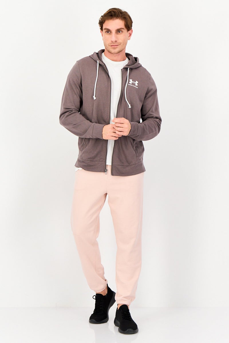 UNDER ARMOUR Men Loose Fit Long Sleeve Outdoor Hoodie, Dark Grey - Image 3