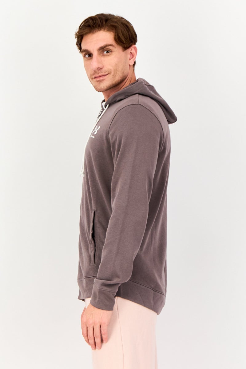 UNDER ARMOUR Men Loose Fit Long Sleeve Outdoor Hoodie, Dark Grey - Image 2