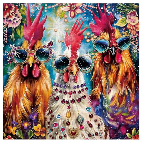 PPuzzling Funny Chicken Puzzles for Adults 1000 Pieces Gorgeous Rooster Flower Jigsaw Puzzles Colorful Thanksgiving Chicken Puzzle as Home Decor - Image 5