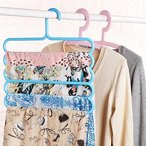 INOVERA (LABEL) Plastic Inovera 5 Layer Pants Clothes Hanger Wardrobe Storage Organizer Rack (Set Of 4), 33L X 1B X 32H Cm (Assorted Colour) - Image 4