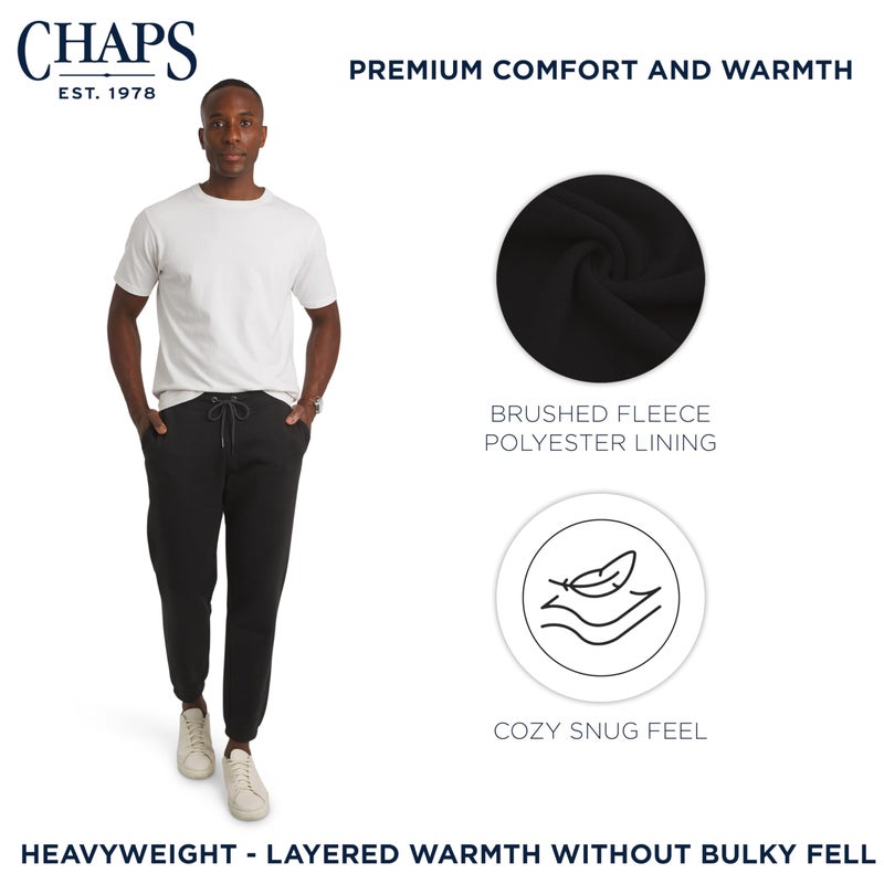 Chaps Men's Everyday Regular Fit Comfortable Fleece Lined Jogger Sweatpants, American Black, Large - Image 3