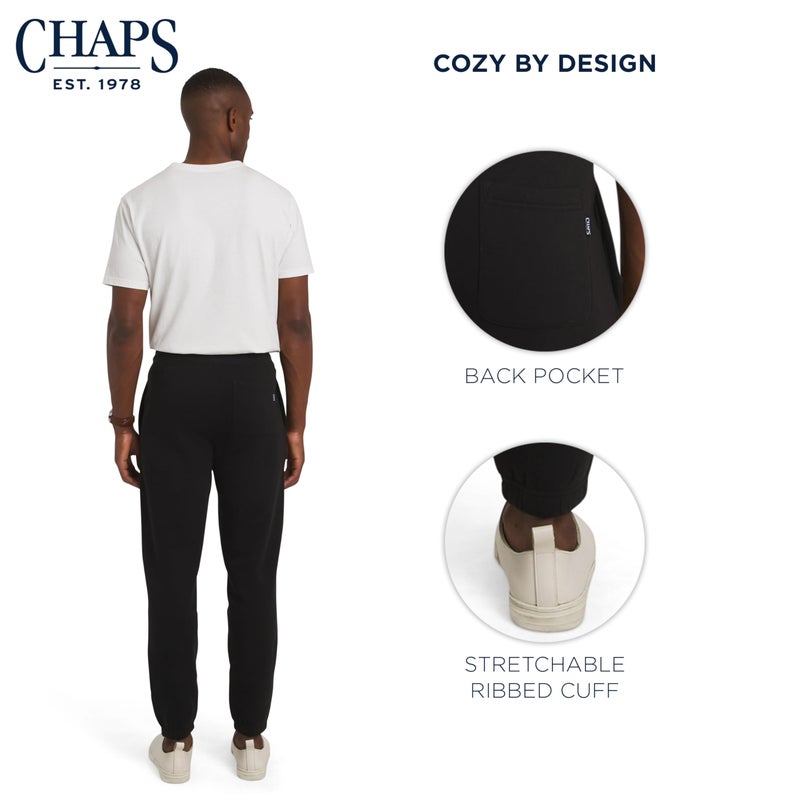Chaps Men's Everyday Regular Fit Comfortable Fleece Lined Jogger Sweatpants, American Black, Large - Image 4