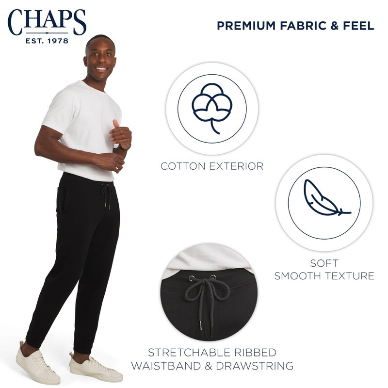 Chaps Men's Everyday Regular Fit Comfortable Fleece Lined Jogger Sweatpants, American Black, Large - Image 5