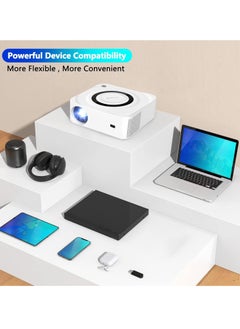 Mi VAZA Portable Projector, 1080p HD 5G WIFI Portable Home Theater Video Movie Projector, USB Mini Outdoor Movie Projector, Led Video Smart Home Theater Projector For Home Office, (1pc, White 7)  - Image 2