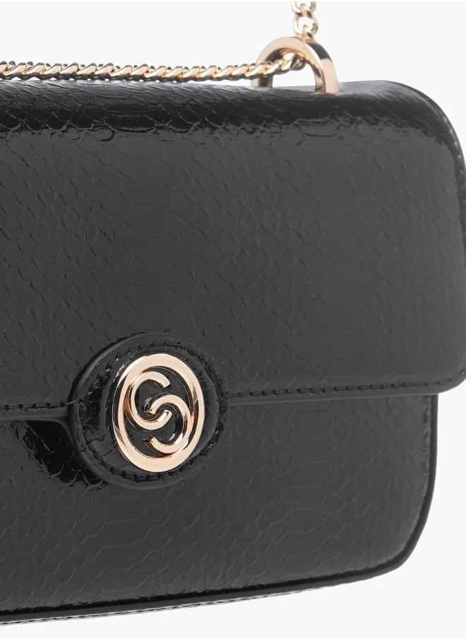 Celeste Womens Textured Crossbody Bag With Flap Closure And Chain Strap Ramadan Collection