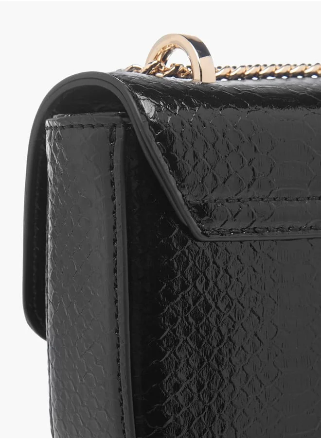 Celeste Womens Textured Crossbody Bag With Flap Closure And Chain Strap Ramadan Collection