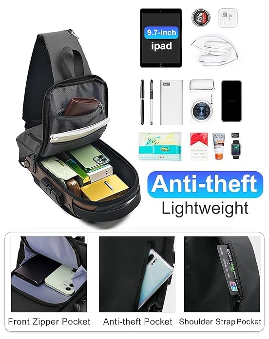 XIKKART Stylish Unisex Cross body Sling Travel Bag For Men Women, Waterproof Anti-Theft Casual Shoulder Side Passport Messenger Bag With Charging Port, Handbag for Gift Gym, Sport, Office & Daily Use - Image 3