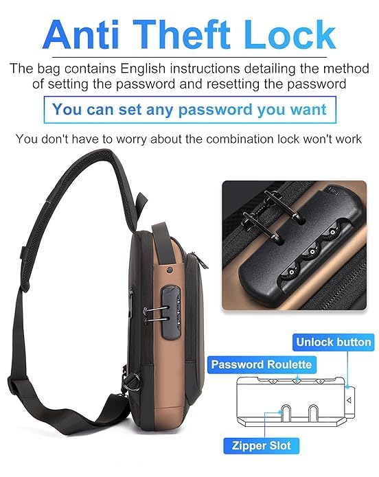 XIKKART Stylish Unisex Cross body Sling Travel Bag For Men Women, Waterproof Anti-Theft Casual Shoulder Side Passport Messenger Bag With Charging Port, Handbag for Gift Gym, Sport, Office & Daily Use - Image 2