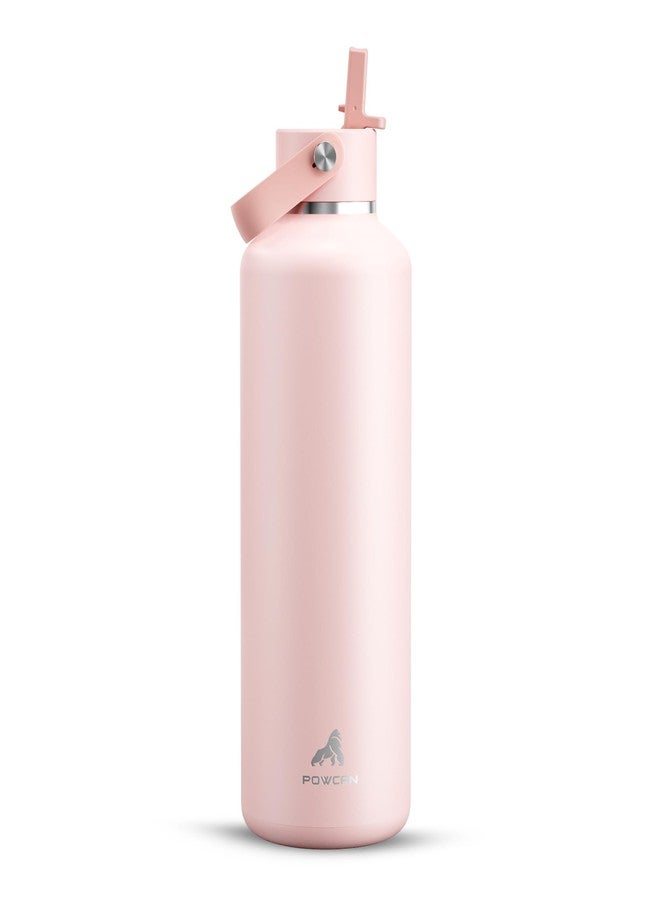 POWCAN 32 oz Insulated Water Bottle: Leakproof, Lid with Flip Straw, Cold for 24H, BPA-Free, Metal Water Bottle with Handle for Travel, Gym, Fitness, Hiking, Birthday Gift for Women (Cotton Candy) - Image 1