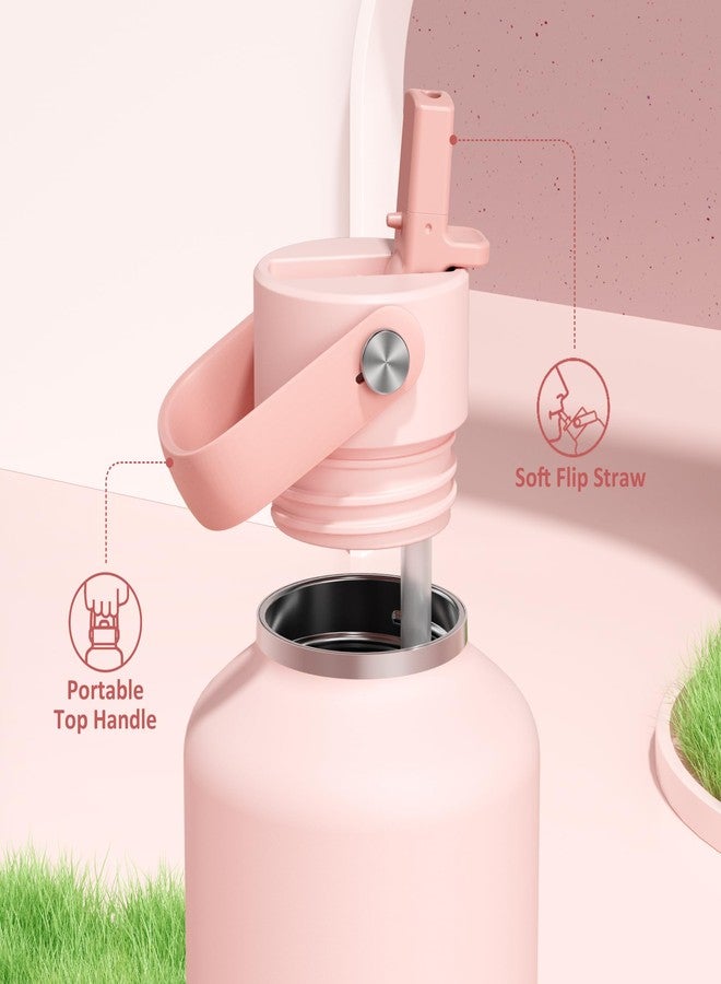 POWCAN 32 oz Insulated Water Bottle: Leakproof, Lid with Flip Straw, Cold for 24H, BPA-Free, Metal Water Bottle with Handle for Travel, Gym, Fitness, Hiking, Birthday Gift for Women (Cotton Candy) - Image 4