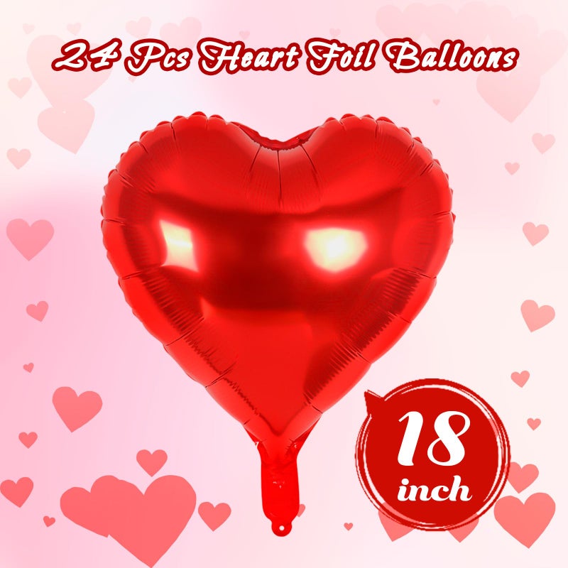 YOTHORN 24 Pcs Red Heart Balloons 18 Inch Heart Shape Foil Balloons Love Balloon Valentine Balloon For Birthday Party Wedding Engagement Party Baby Shower Valentine Day Decorations (Red) - Image 2
