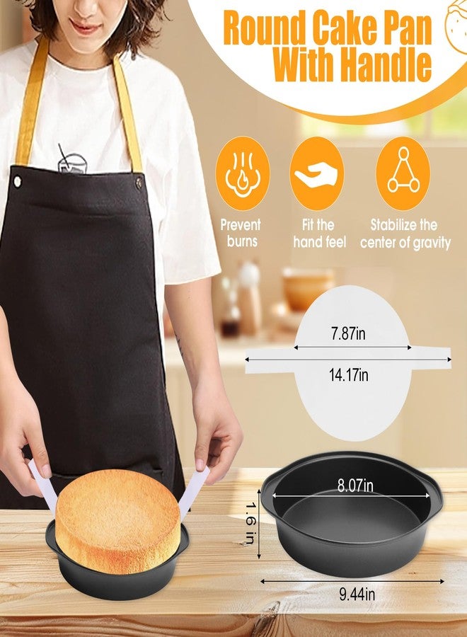 tutikuki 8" Round Cake Pan, 3PCS Nonstick Cake Pans with 100 PCS Parchment Paper, Carbon Steel Cake Baking Pans with Handle, Dishwasher Safe - Image 2
