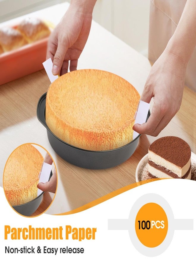 tutikuki 8" Round Cake Pan, 3PCS Nonstick Cake Pans with 100 PCS Parchment Paper, Carbon Steel Cake Baking Pans with Handle, Dishwasher Safe - Image 3