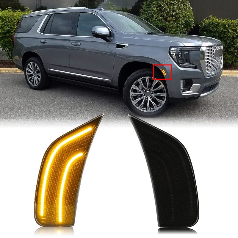 Mynoway Smoked Lens LED Side Marker Light Compatible with 20212024 YukonTahoeYukon DenaliYukon XLEscaladeSuburbanEscalade ESV Driver Passenger Sidemarkers Lamp Orange Front Turn Singal Lights