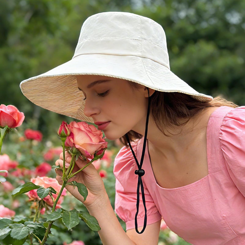 SOMALER Sun Hats for Women Wide Brim Foldable Beach Hat UV UPF50+ Summer Sun Protection Bucket Hat for Outdoor, Gardening, Travel Beige - Image 4