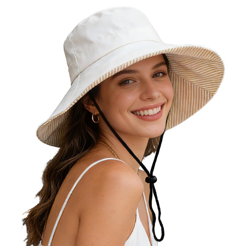 SOMALER Sun Hats for Women Wide Brim Foldable Beach Hat UV UPF50+ Summer Sun Protection Bucket Hat for Outdoor, Gardening, Travel Beige - Image 1