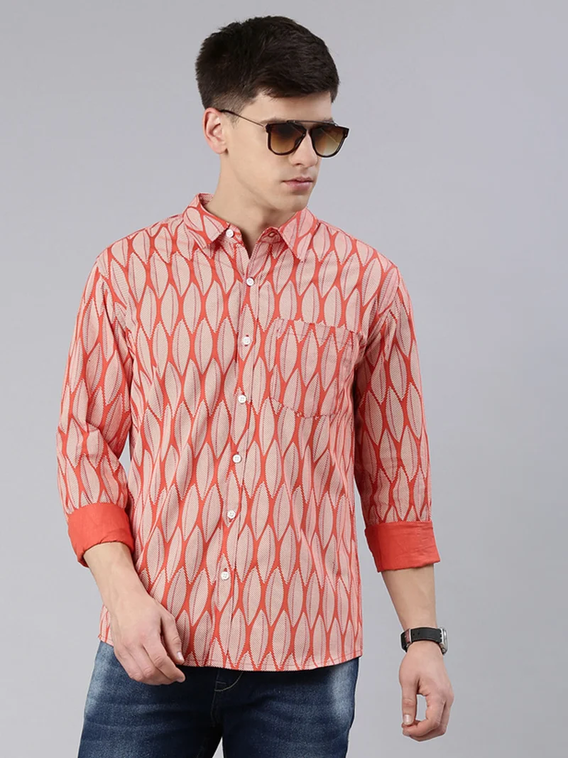 Joven Sunset Orange Casual Shirt for Men