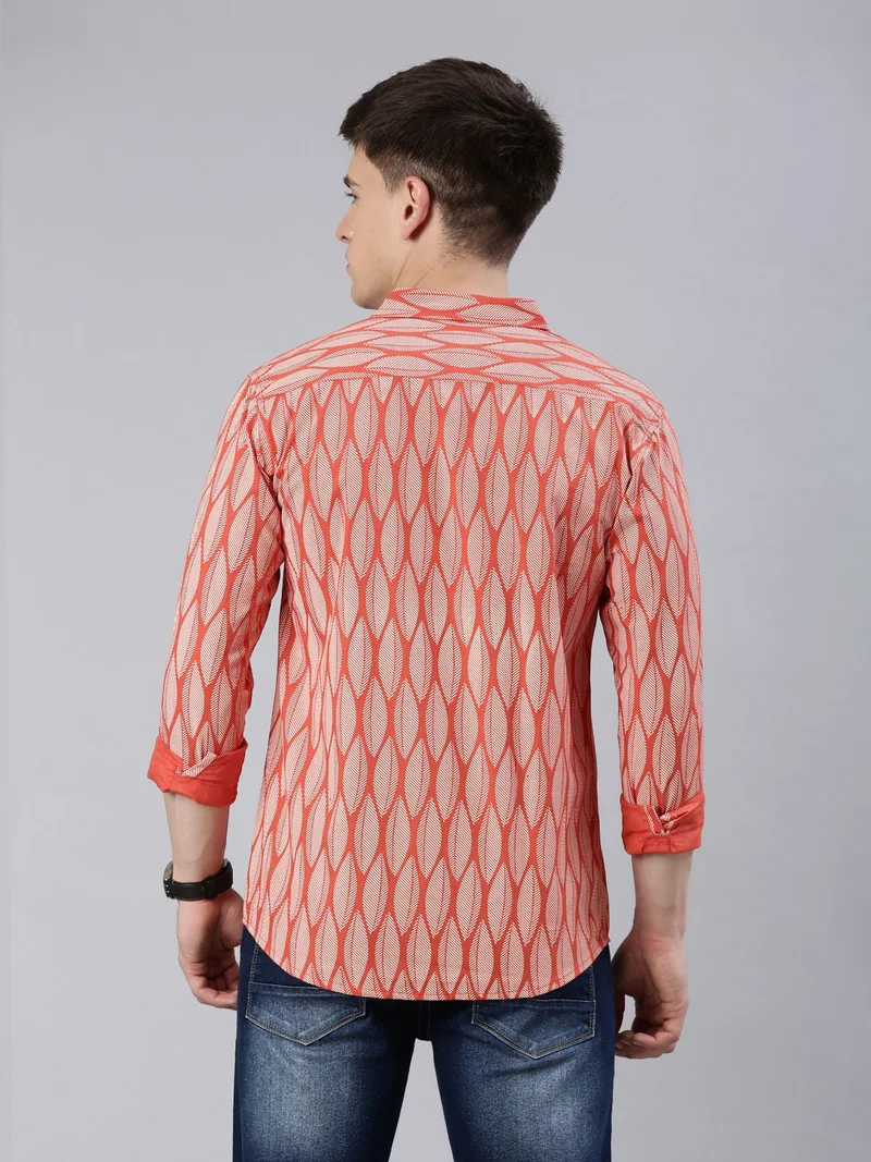 Joven Sunset Orange Casual Shirt for Men