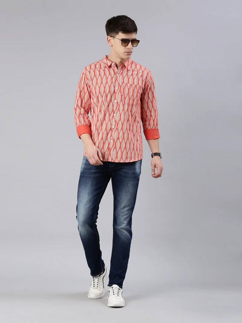 Joven  Sunset Orange Casual Shirt for Men for Men | Best Price UAE