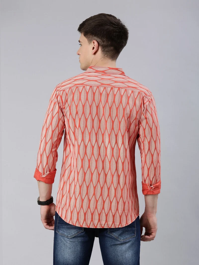 Joven Sunset Orange Casual Shirt for Men