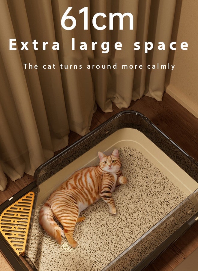 Cat Litter Box,high fence semi enclosed cat litter box Thickened cat toilet Litter Box with High Side, semi enclosed cat litter box With shovel and deodorizing bag,with Free Scoop Kitten Detachable Rim Easy Cleaning( grey) - Image 5