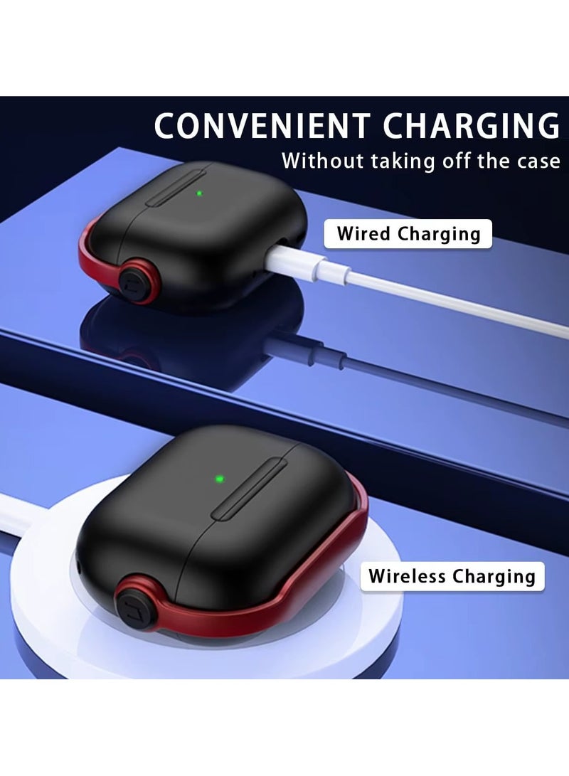 Case with Secure Lock, Music Headset Earphone Protective Case Cover Compatible with for AirPods 4 (Black/Blue) - Image 4