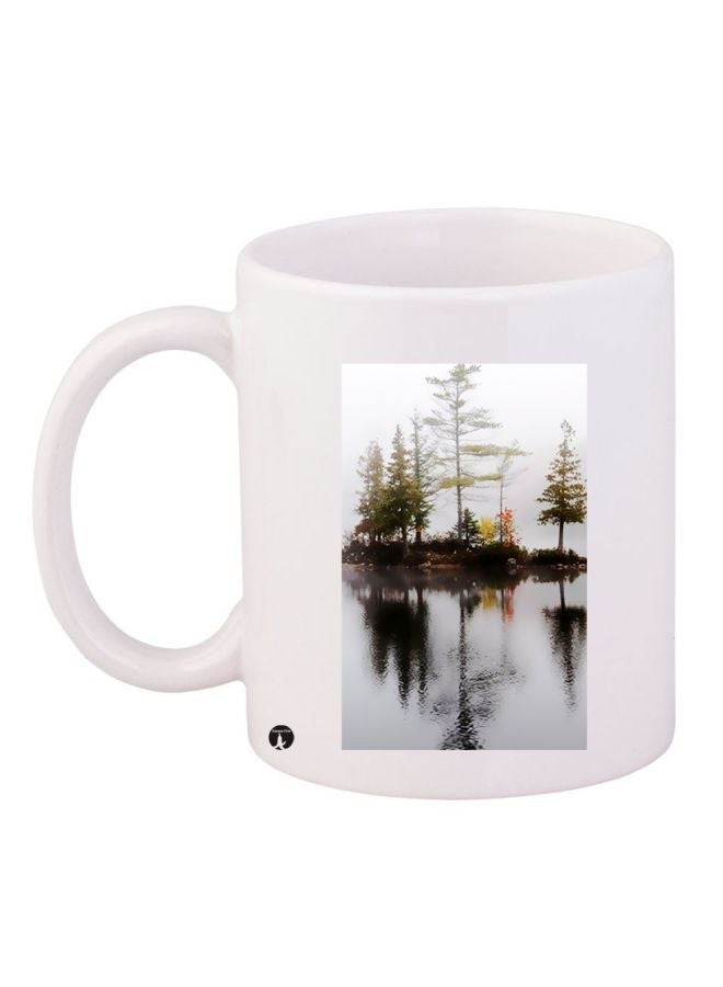 Lake Printed Coffee Mug White/Green/Black 11ounce