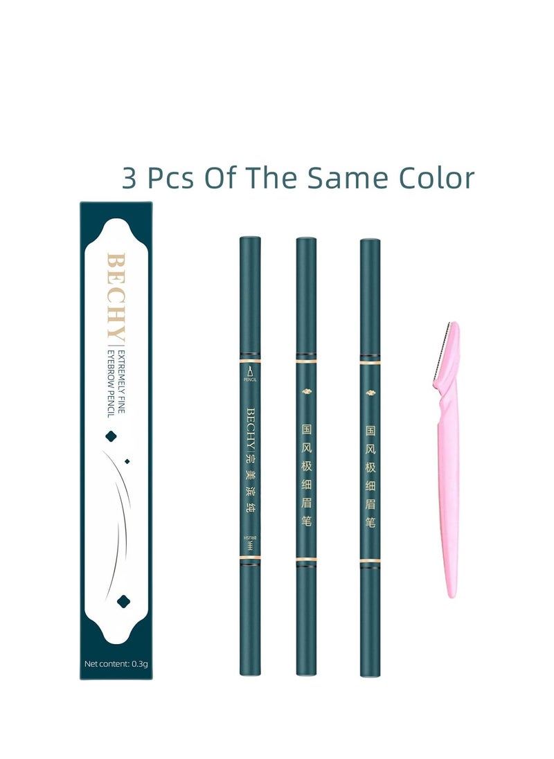 BECHY Eyebrow Pencil,3 PCS Waterproof Professional Makeup Micro Brow Pencil,Brow Kit with Eyebrow Brush and Razor,Ultra-Fine Mechanical Pencil  - Image 4