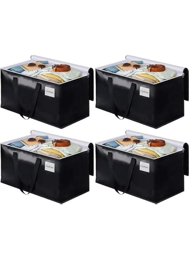 MIXDE Collapsible Moving Bags - Heavy Duty Extra Large Moving Bags with Zippers and Handles, Space Saving Packing Totes for Moving Supplies Storage,Fold Flat, Alternative to Box and Bin (Black-4Pack  - Image 1