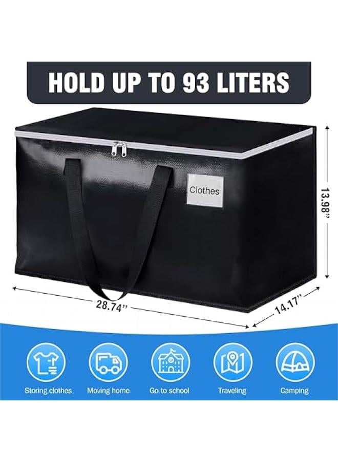 MIXDE Collapsible Moving Bags - Heavy Duty Extra Large Moving Bags with Zippers and Handles, Space Saving Packing Totes for Moving Supplies Storage,Fold Flat, Alternative to Box and Bin (Black-4Pack  - Image 2