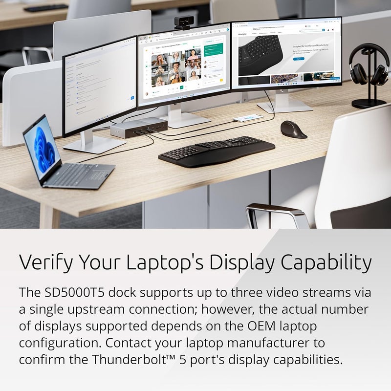Kensington Kensington SD5000T5 Thunderbolt 5 Docking Station  Dual Display for MacBooks M1M2M3M4 Pro and Max Triple Display for Windows TB5 TB4 Compatible 140W Power Delivery K35201NA - Image 4