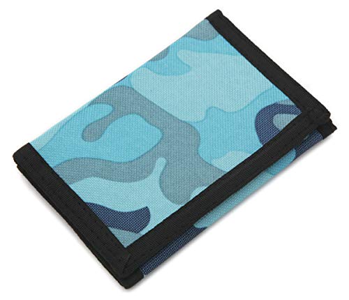 AI-DEE RFID Trifold Canvas Outdoor Sports Wallet for Kids - Front Pocket Wallet with Magic Sticker - Blue - Image 1