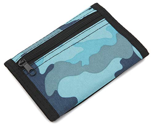 AI-DEE RFID Trifold Canvas Outdoor Sports Wallet for Kids - Front Pocket Wallet with Magic Sticker - Blue - Image 5