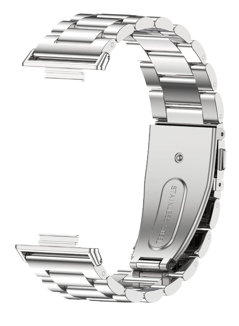 حزام معدني متوافق مع ملحقات الساعة الذكية من الفولاذ المقاوم للصدأ لساعة Huawei Watch Fit لساعة Huawei Watch Fit & Watch Fit أنيقة وWatch Fit Active Straps فضي - Image 4