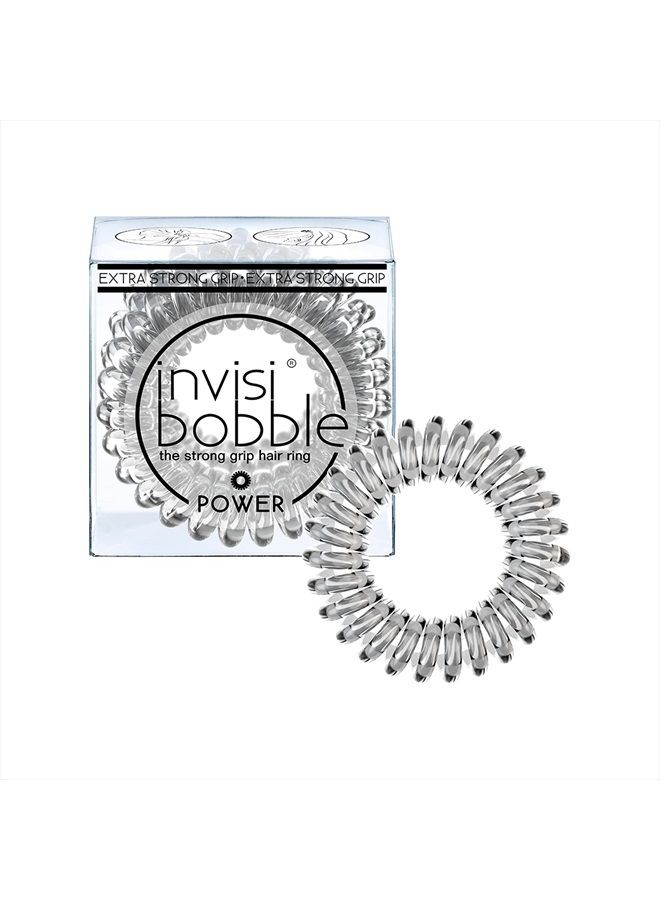 invisibobble Power Traceless Spiral Hair Ties - Pack of 3 Crystal Clear - Strong Elastic Grip Coil Hair Accessories for Active Women - No Kink, Non Soaking - Gentle for Girls Teens and Thick Hair - Image 1